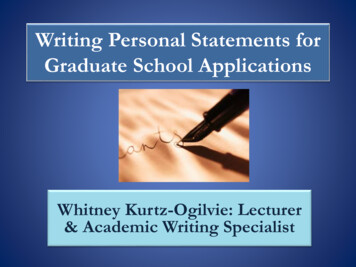 Writing Personal Statements For Graduate School Applications
