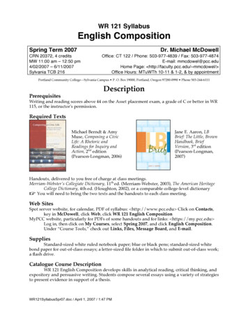 WR 121 Syllabus English Composition - PCC