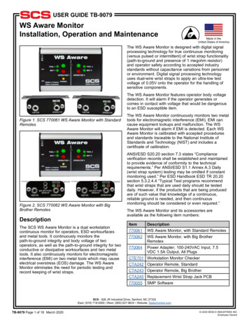 USER GUIDE TB-9079 WS Aware Monitor Installation .