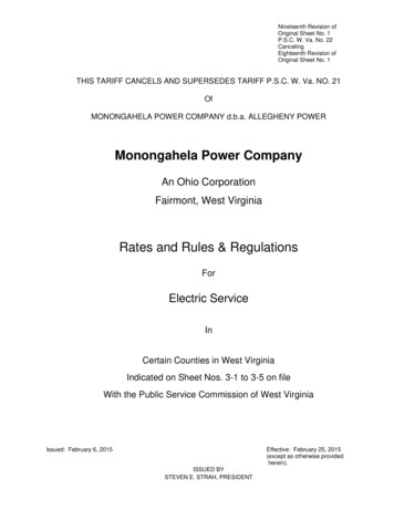 Rates And Rules & Regulations - FirstEnergy Corp