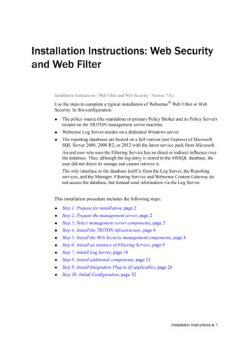 Installation Instructions: Web Security And Web Filter