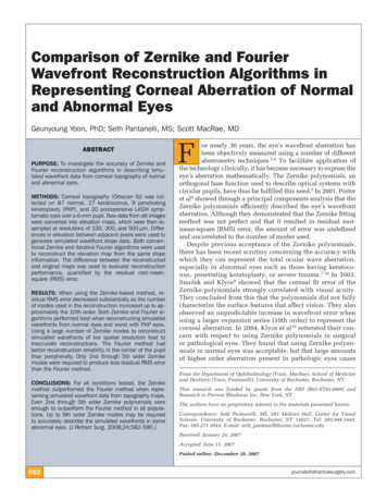 Comparison Of Zernike And Fourier Wavefront Reconstruction .