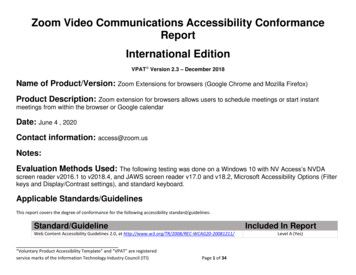 Zoom Video Communications Accessibility Conformance 