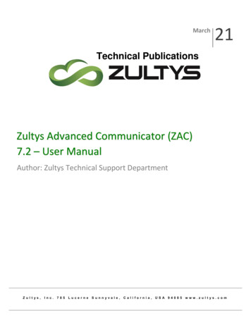 Zultys Advanced Communicator (ZAC) 7.2 User Manual