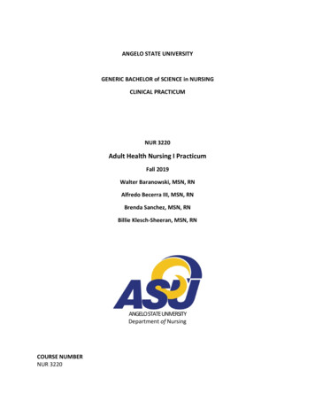 Adult Health Nursing I Practicum - Angelo State University