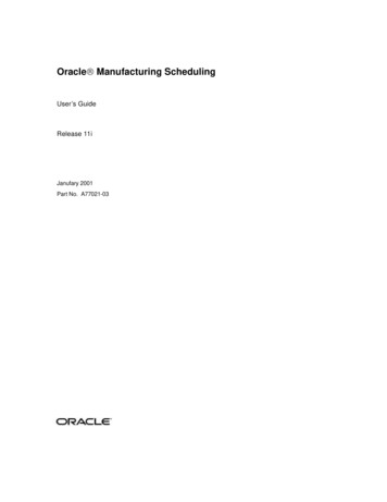 Oracle Manufacturing Scheduling User's Guide