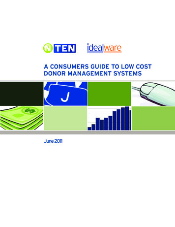 A CONSUMERS GUIDE TO LOW COST DONOR MANAGEMENT 