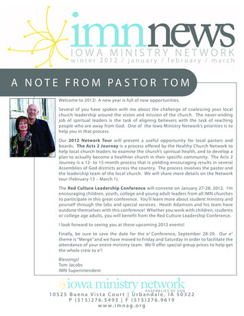 A NOTE FROM PASTOR TOM