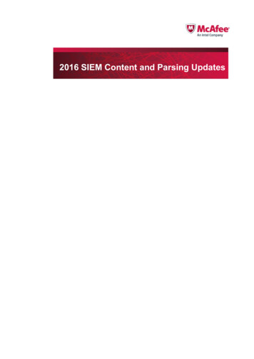 2016 SIEM Content And Parsing Updates - McAfee