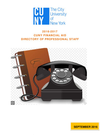 2016-2017 CUNY FINANCIAL AID DIRECTORY OF 