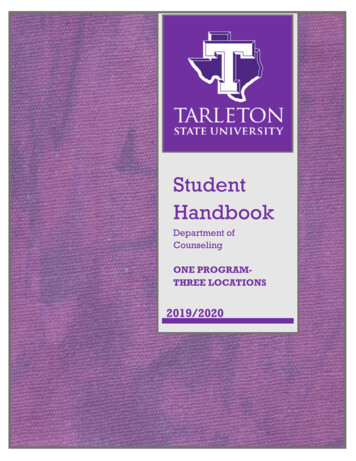 Student HandbookDepartment Of CounselingONE ROGRAM- 