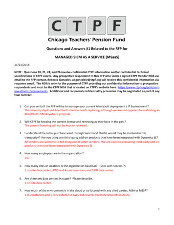 Questions And Answers #1 Related To The RFP For MANAGED .
