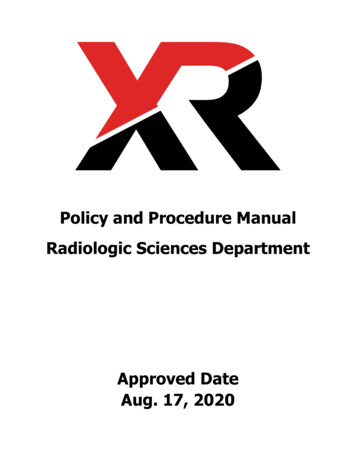 Policy And Procedure Manual Of The Radiologic . - CCSF