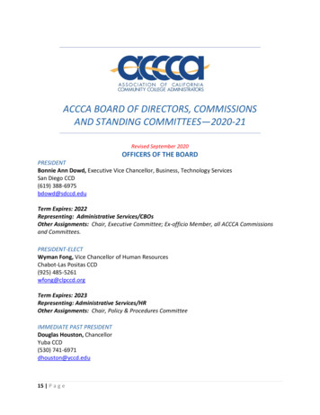 ACCCA BOARD OF DIRECTORS , COMMISSIONS AND 