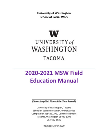 2020-2021 MSW Field Education Manual - UW Tacoma Home
