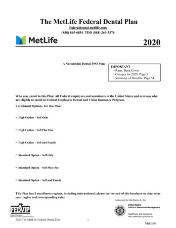 Federaldental.metlife (888) 865-6854 TDD (888) 260 .
