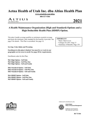 Aetna Health Of Utah Inc. Dba Altius Health Plan