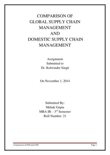 COMPARISON OF GLOBAL SUPPLY CHAIN MANAGEMENT 