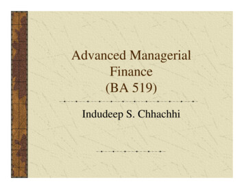 Advanced Managerial Finance (BA 519)