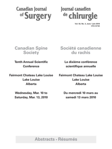 Canadian Spine Société Canadienne Society Du Rachis