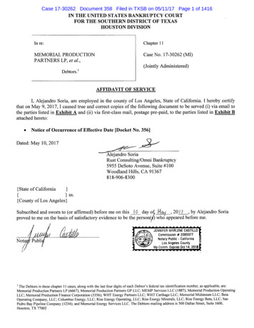 Case 17-30262 Document 358 Filed In TXSB On 05/11/17 Page .
