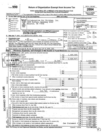 R T 990 Return Of Organization Exempt From Income Tax 2004