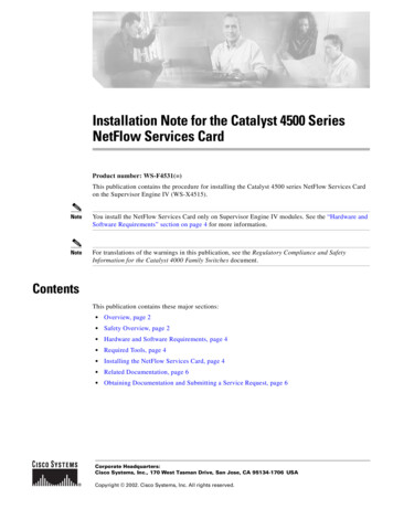 Installation Note For The Catalyst 4500 Series NetFlow .
