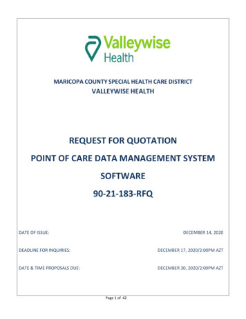REQUEST FOR QUOTATION POINT OF CARE DATA 