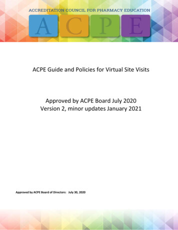 ACPE Guide And Policies For Virtual Site Visits Approved .