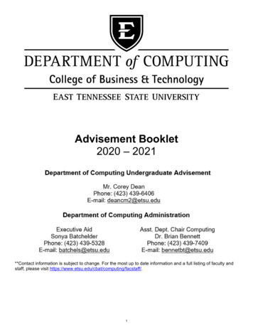 Advisement Booklet 2020 – 2021 - ETSU