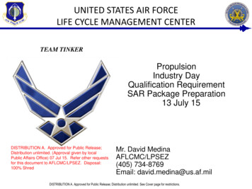 UNITED STATES AIR FORCE LIFE CYCLE MANAGEMENT 