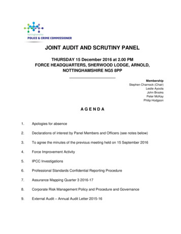 JOINT AUDIT AND SCRUTINY PANEL - Nottinghamshire 