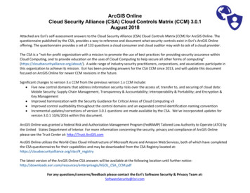 ArcGIS Online Cloud Security Alliance (CSA) Cloud Controls .