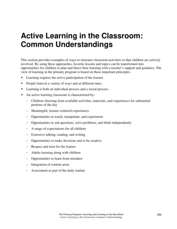 Active Learning In The Classroom: Planning And Organizing .