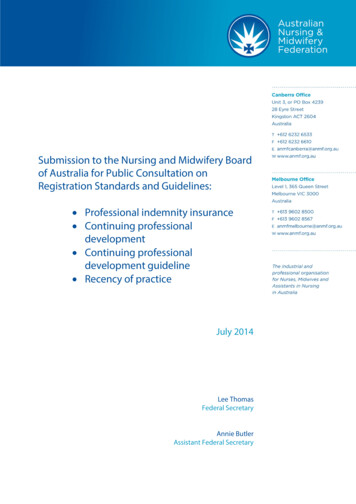 ANMF Response To NMBA Reg Standards Review PII CPD 
