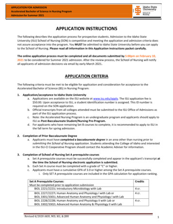 APPLICATION INSTRUCTIONS - ISU