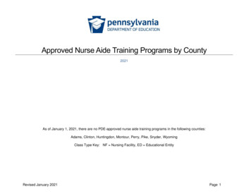 Approved Nurse Aide Trainign Programs By County