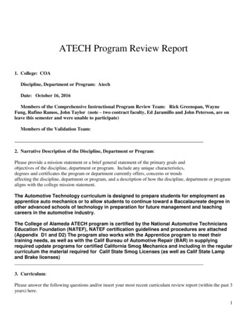 ATECH Program Review Report - College Of Alameda