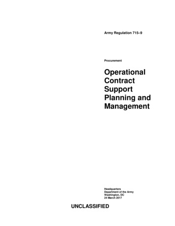 Operational Contract Support Planning And Management