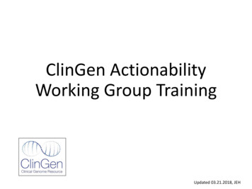 ClinGen Actionability Working Group Training
