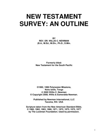 NEW TESTAMENT SURVEY: AN OUTLINE - Bible-teaching-about