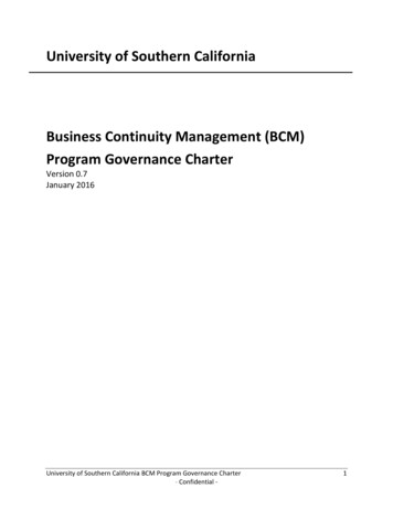 USC BCM Program Governance Charter