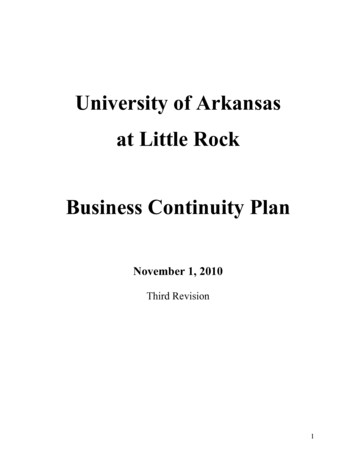 University Of Arkansas At Little Rock Business Continuity Plan