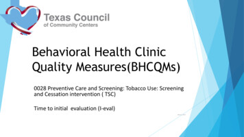 Behavioral Health Clinic Quality Measures BHCQM