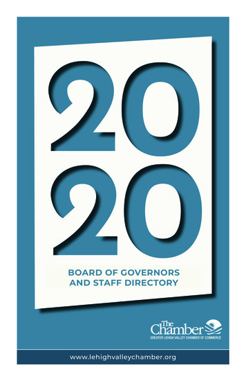 BOARD OF GOVERNORS AND STAFF DIRECTORY