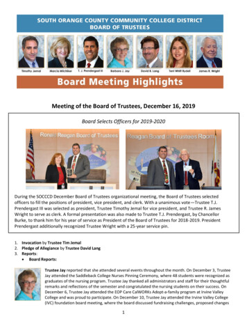 Meeting Of The Board Of Trustees, December 16, 2019