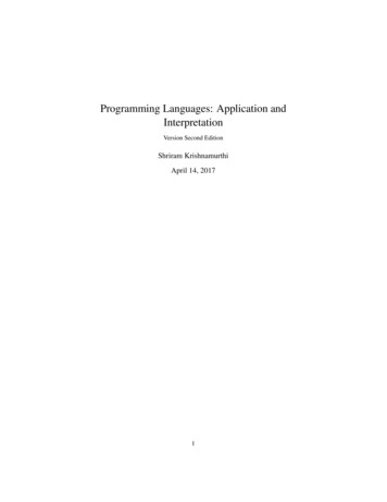 Programming Languages: Application And Interpretation