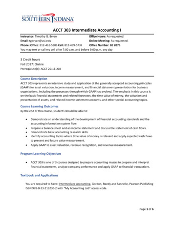 ACCT 303 Intermediate Accounting I - USI