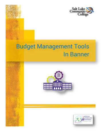 Budget Management Tools In Banner - Staff SLCC