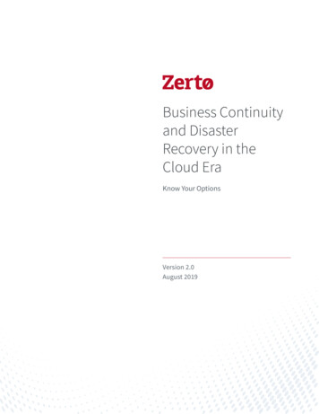 Business Continuity And Disaster Recovery In The Cloud Era